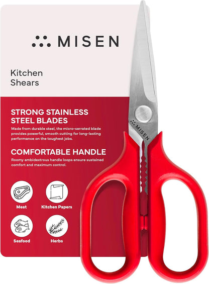 Heavy Duty Kitchen Shears - Comfortable Ambidextrous Scissors for Meat, Poultry, Herbs & More - Easy to Clean - German Stainless Steel - Large | Green