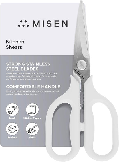 Heavy Duty Kitchen Shears - Comfortable Ambidextrous Scissors for Meat, Poultry, Herbs & More - Easy to Clean - German Stainless Steel - Large | Green
