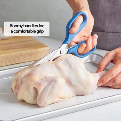 Heavy Duty Kitchen Shears - Comfortable Ambidextrous Scissors for Meat, Poultry, Herbs & More - Easy to Clean - German Stainless Steel - Large | Green