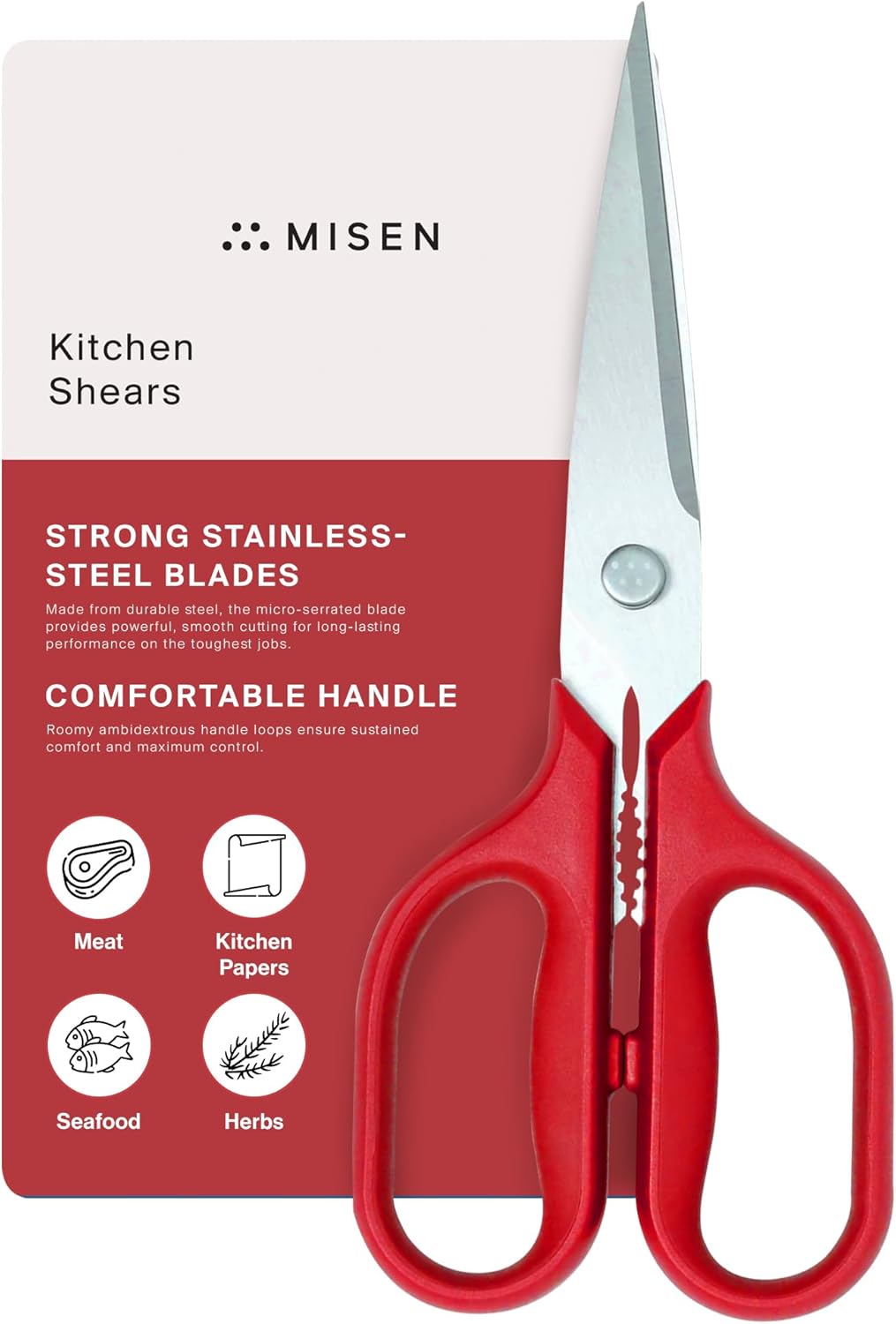 Heavy Duty Kitchen Shears - Comfortable Ambidextrous Scissors for Meat, Poultry, Herbs & More - Easy to Clean - German Stainless Steel - Large | Green