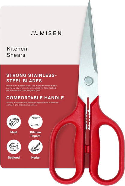 Heavy Duty Kitchen Shears - Comfortable Ambidextrous Scissors for Meat, Poultry, Herbs & More - Easy to Clean - German Stainless Steel - Large | Green