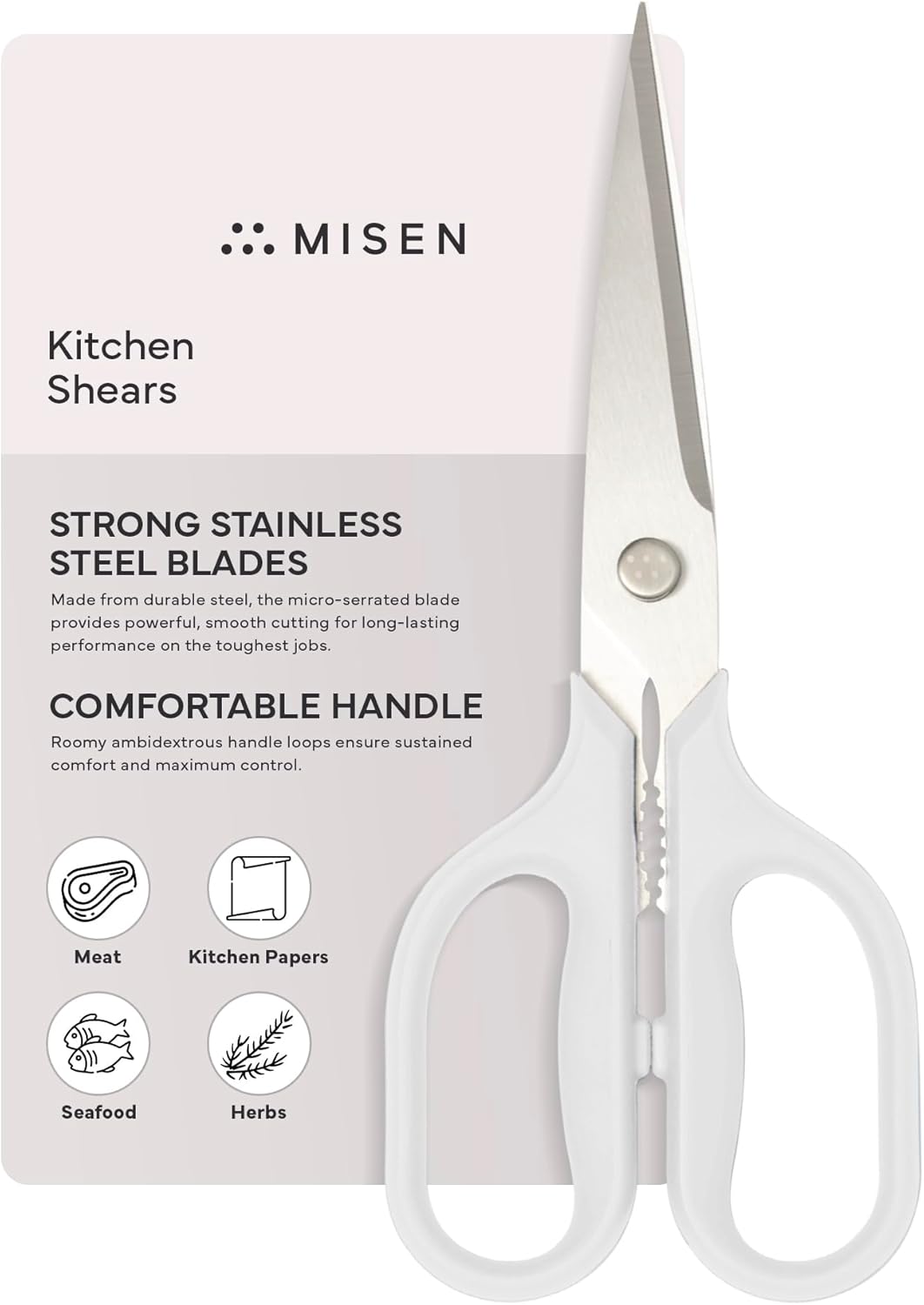 Heavy Duty Kitchen Shears - Comfortable Ambidextrous Scissors for Meat, Poultry, Herbs & More - Easy to Clean - German Stainless Steel - Large | Green