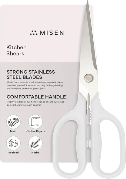 Heavy Duty Kitchen Shears - Comfortable Ambidextrous Scissors for Meat, Poultry, Herbs & More - Easy to Clean - German Stainless Steel - Large | Green