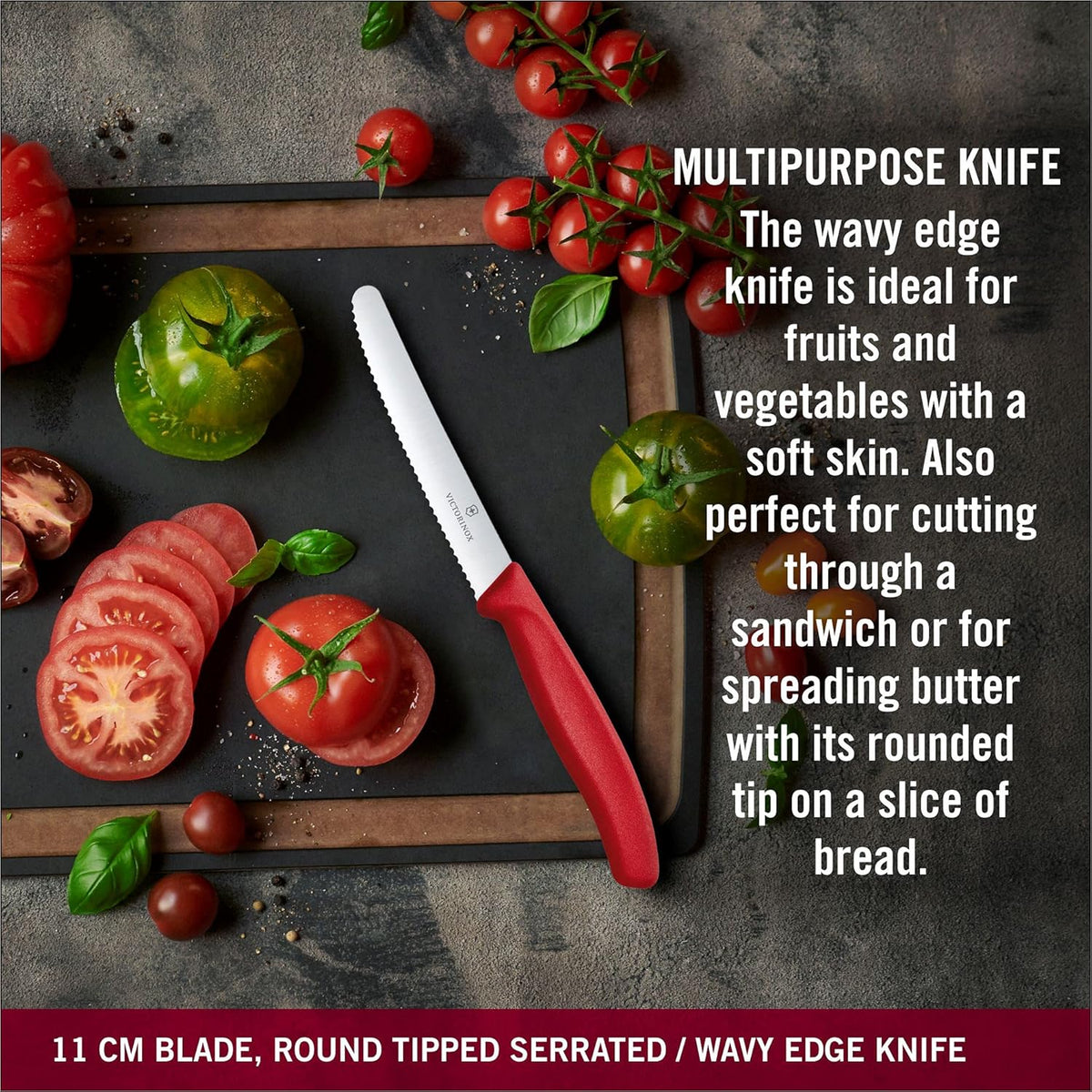 Swiss Classic Paring Knife Set, Set of 3, Straight Edge, Extra Sharp, Robust Plastic Handle, Red