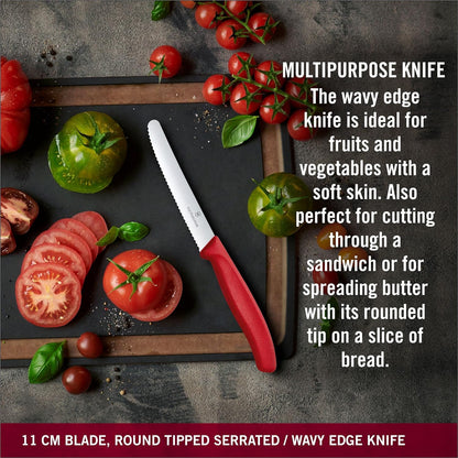 Swiss Classic Paring Knife Set, Set of 3, Straight Edge, Extra Sharp, Robust Plastic Handle, Red