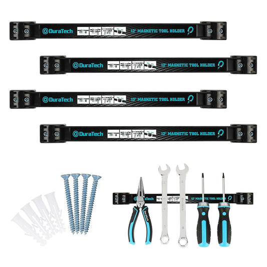 4 Pack 12" Magnetic Tool Holder Strip, Heavy Duty Tool Bar | Magnetic Space Saving Tool Organizer with Mounting Screws for Garage, Workshop, Kitchen