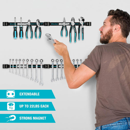 4 Pack 12" Magnetic Tool Holder Strip, Heavy Duty Tool Bar | Magnetic Space Saving Tool Organizer with Mounting Screws for Garage, Workshop, Kitchen