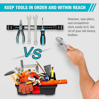 4 Pack 12" Magnetic Tool Holder Strip, Heavy Duty Tool Bar | Magnetic Space Saving Tool Organizer with Mounting Screws for Garage, Workshop, Kitchen