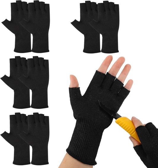 4 Pairs Fingerless Cut Resistant Gloves, High Safety Protection for Thin Skin, Kitchen, Gardening, Fishing & Outdoor Work