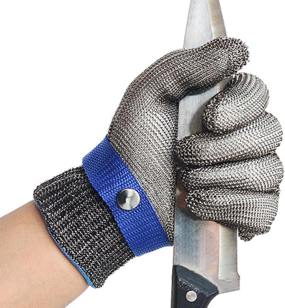 A9 Cut Resistant Gloves, Stainless Steel Metal Mesh Cut Glove for Oyster Shucking Butcher Mandolin Whittling Meat Fish Cutting Wood Carving Knife Proof XL