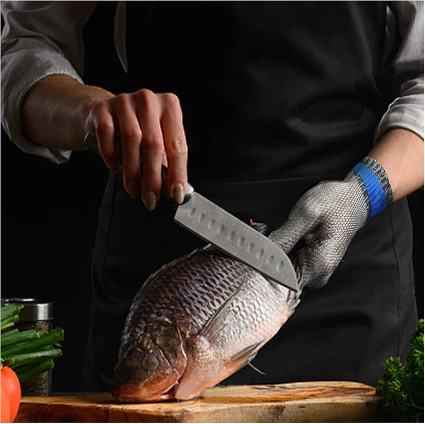 A9 Cut Resistant Gloves, Stainless Steel Metal Mesh Cut Glove for Oyster Shucking Butcher Mandolin Whittling Meat Fish Cutting Wood Carving Knife Proof XL