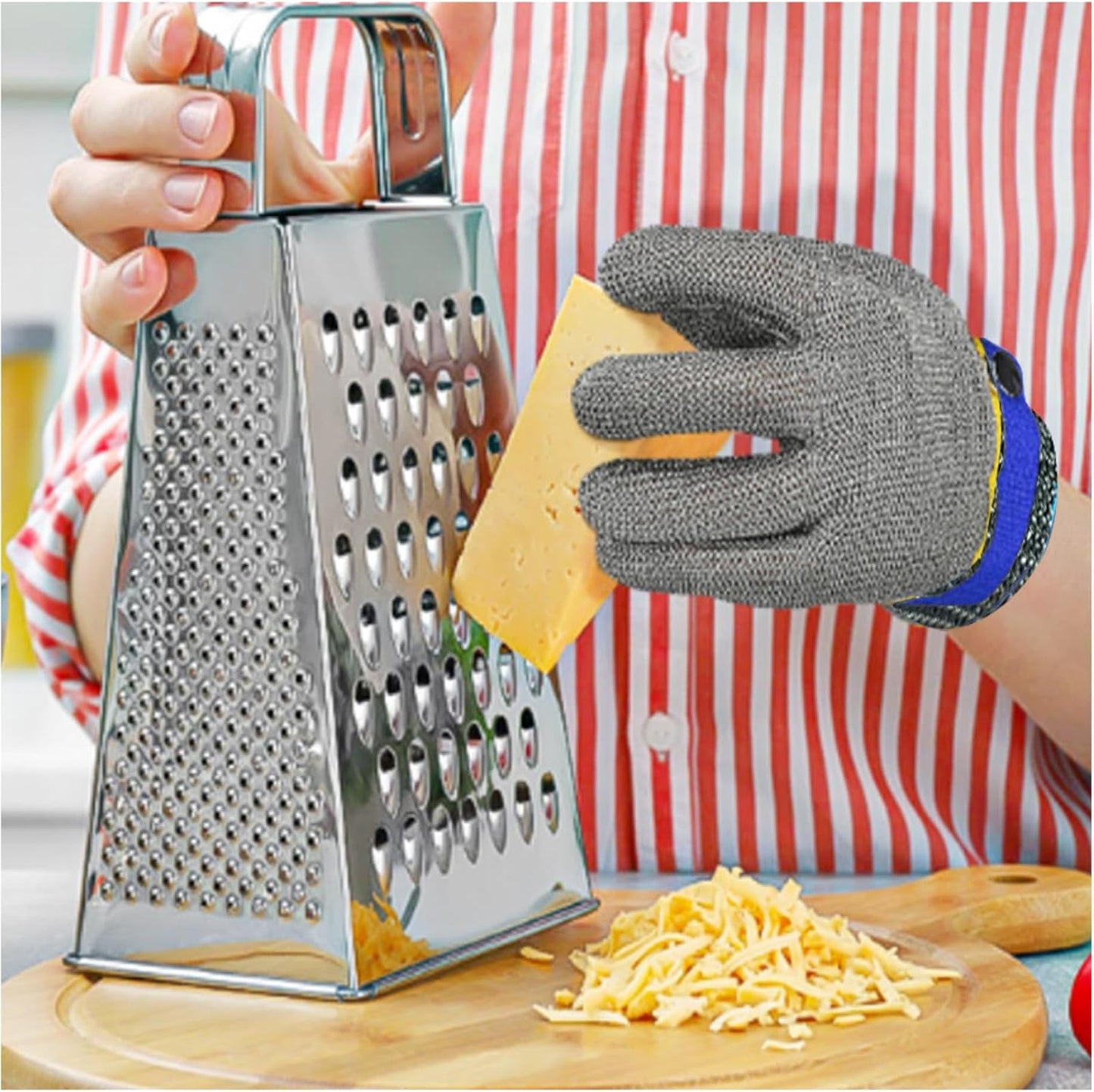 A9 Cut Resistant Gloves, Stainless Steel Metal Mesh Cut Glove for Oyster Shucking Butcher Mandolin Whittling Meat Fish Cutting Wood Carving Knife Proof XL