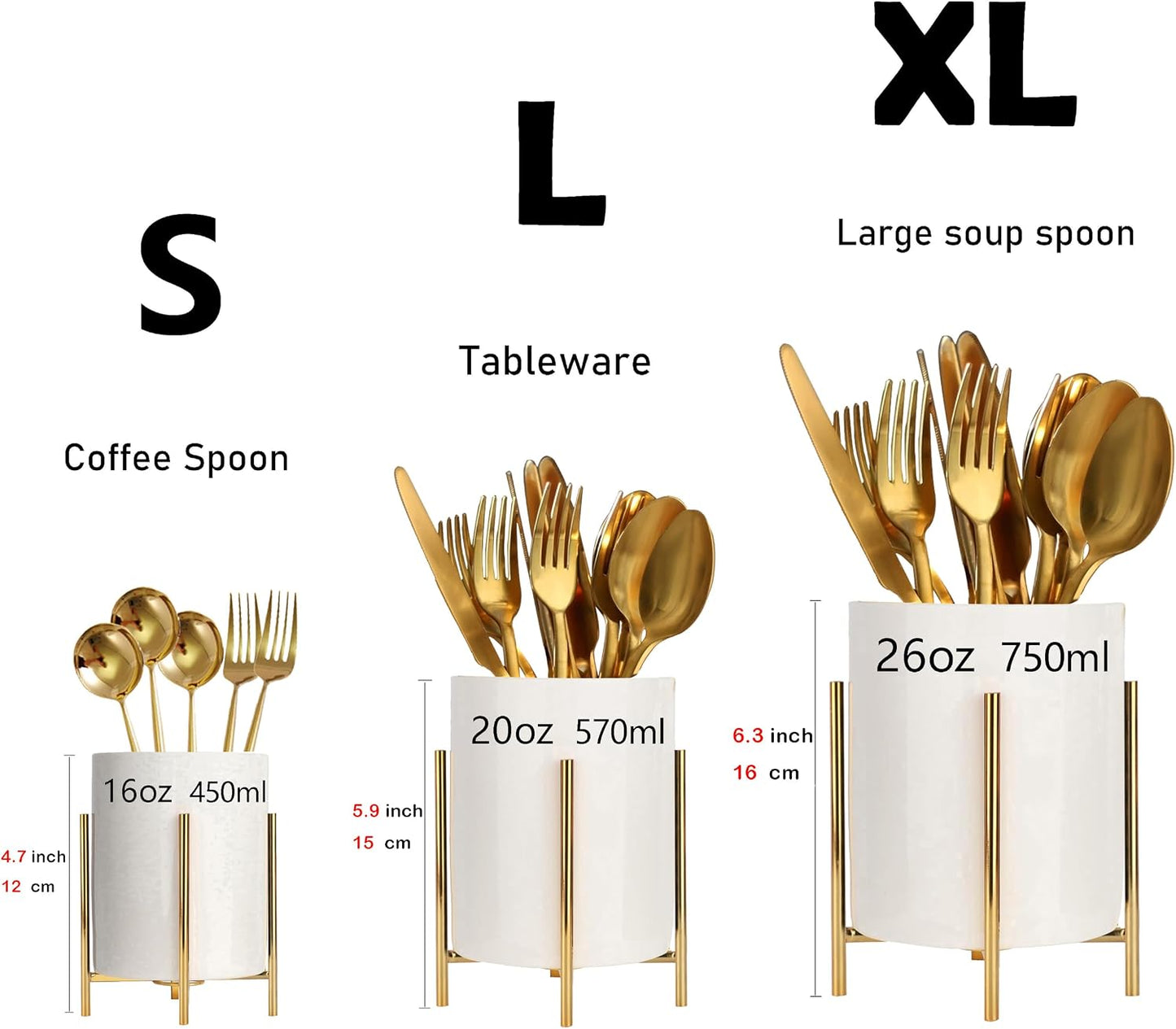 Utensil Organizer for kitchen, Knives and Forks with Shiny metal frame Tray for Farmhouse Kitchen Decor and Countertop(6 * 4.33inch)