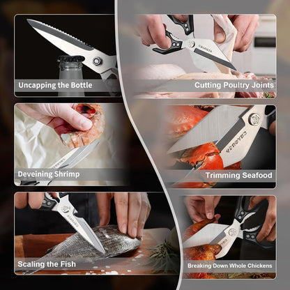 Heavy Duty Poultry Shears, Serrated Spring Loaded Kitchen Shear