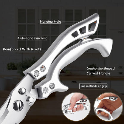 Heavy Duty Poultry Shears, Serrated Spring Loaded Kitchen Shear