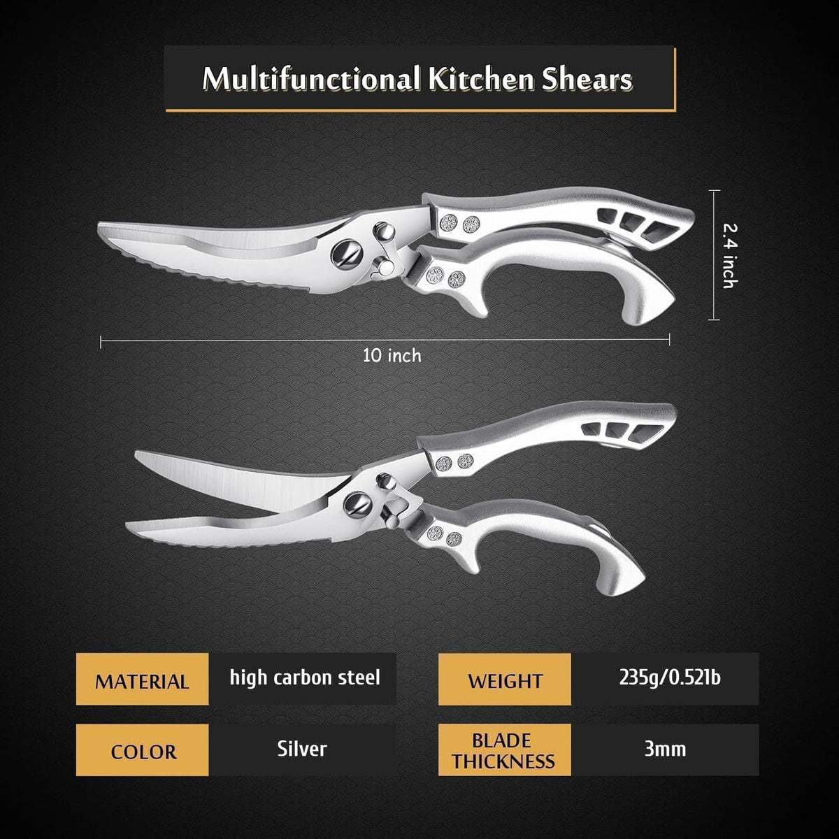 Heavy Duty Poultry Shears, Serrated Spring Loaded Kitchen Shear