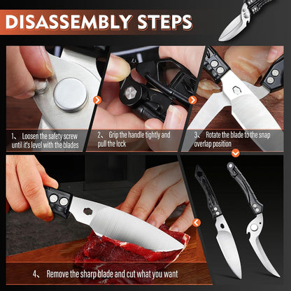 Heavy Duty Poultry Shears, Serrated Spring Loaded Kitchen Shear