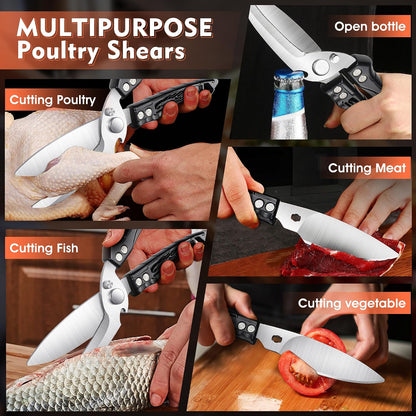Heavy Duty Poultry Shears, Serrated Spring Loaded Kitchen Shear