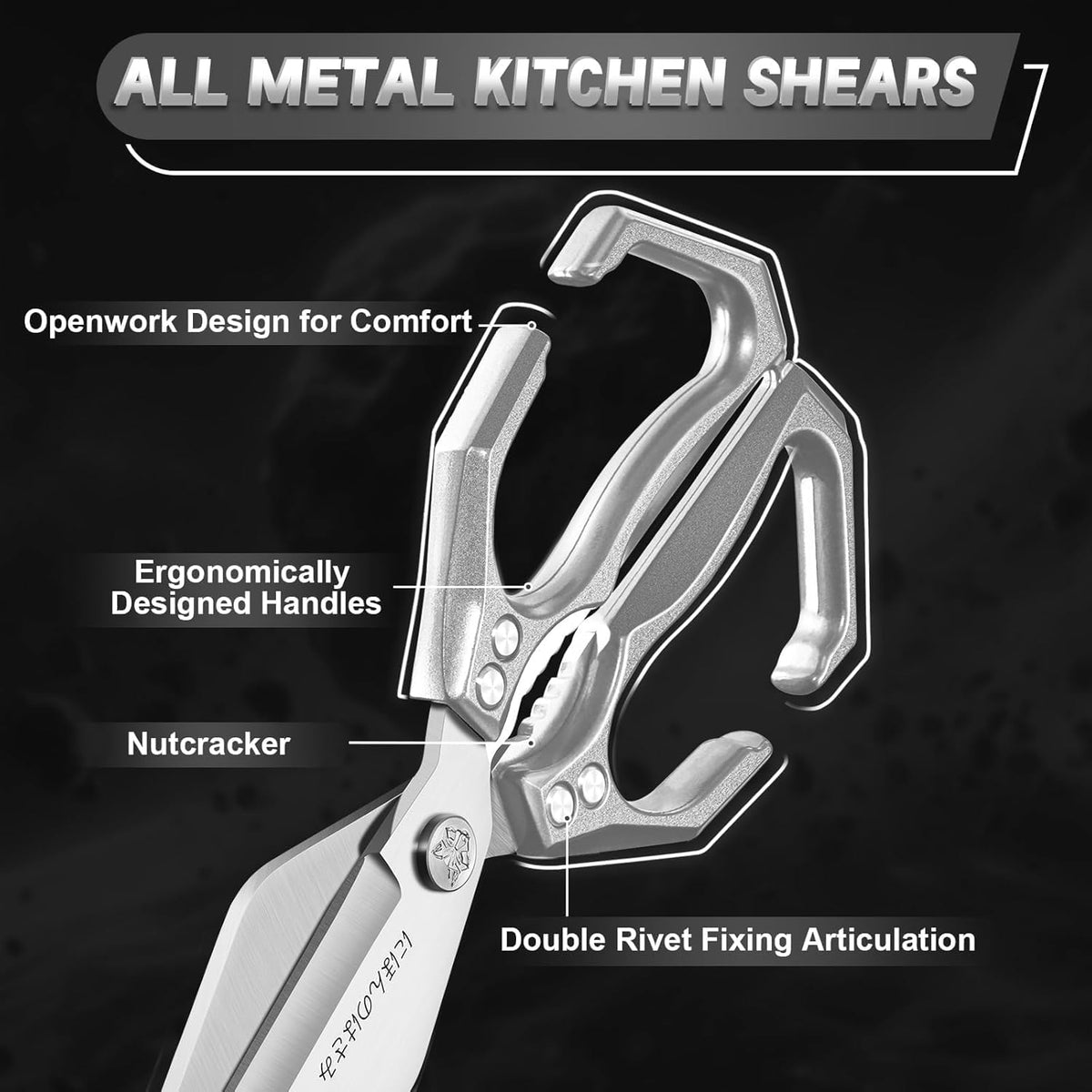 Heavy Duty Poultry Shears, Serrated Spring Loaded Kitchen Shear