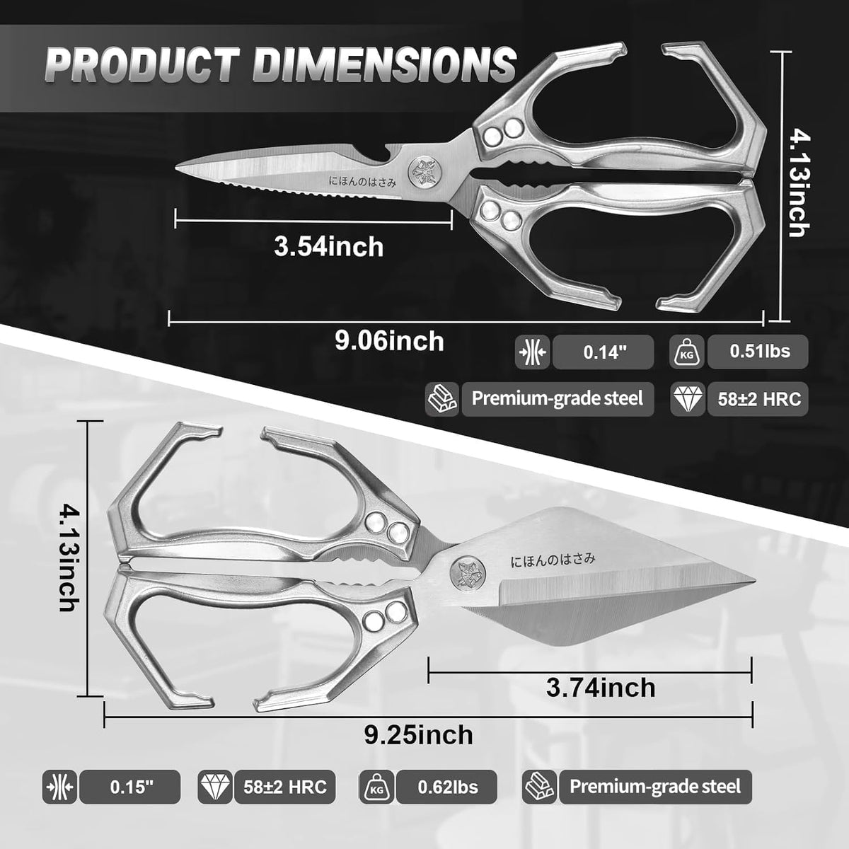 Heavy Duty Poultry Shears, Serrated Spring Loaded Kitchen Shear