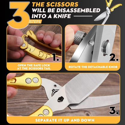 Heavy Duty Poultry Shears, Serrated Spring Loaded Kitchen Shear