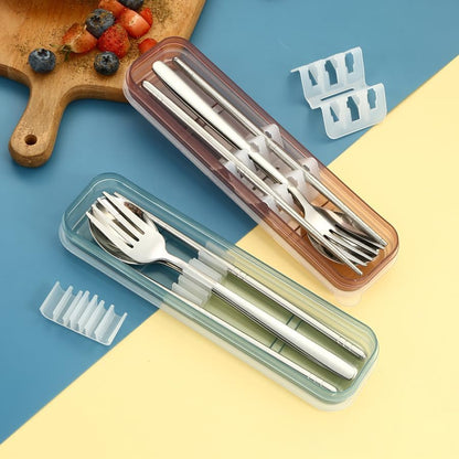 4 Pack Travel Utensil Holder Carrying Case with Slot Stand Storage Box Organizer for Outdoor Reusable Tableware Kit Portable Flatware Cutlery Set Camping Knife Fork Spoon Chopsticks Utensils