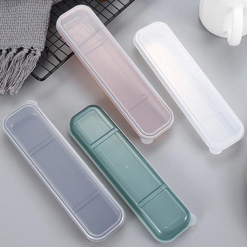 4 Pack Travel Utensil Holder Carrying Case with Slot Stand Storage Box Organizer for Outdoor Reusable Tableware Kit Portable Flatware Cutlery Set Camping Knife Fork Spoon Chopsticks Utensils