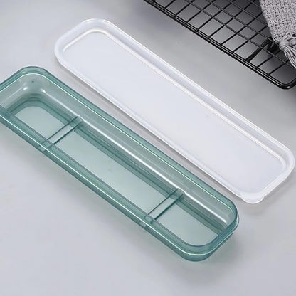 4 Pack Travel Utensil Holder Carrying Case with Slot Stand Storage Box Organizer for Outdoor Reusable Tableware Kit Portable Flatware Cutlery Set Camping Knife Fork Spoon Chopsticks Utensils