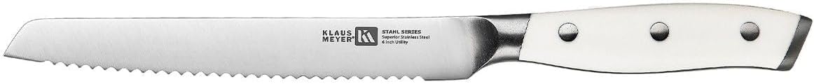 Stahl High Carbon Steel 8 Inch Serrated Bread Knife (White) | Premium German Steel, Full Tang, 15-17 Degree Bevel, Ultra-Sharp Serrated, Rust-Resistant, Ergonomic Handle