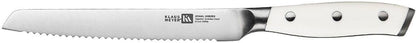 Stahl High Carbon Steel 8 Inch Serrated Bread Knife (White) | Premium German Steel, Full Tang, 15-17 Degree Bevel, Ultra-Sharp Serrated, Rust-Resistant, Ergonomic Handle