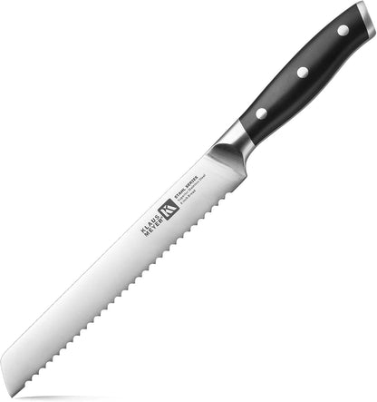Stahl High Carbon Steel 8 Inch Serrated Bread Knife (White) | Premium German Steel, Full Tang, 15-17 Degree Bevel, Ultra-Sharp Serrated, Rust-Resistant, Ergonomic Handle