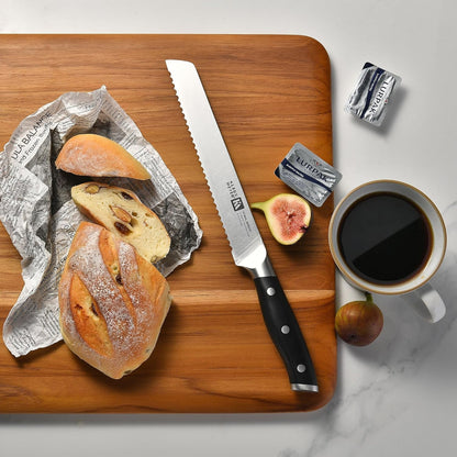 Stahl High Carbon Steel 8 Inch Serrated Bread Knife (White) | Premium German Steel, Full Tang, 15-17 Degree Bevel, Ultra-Sharp Serrated, Rust-Resistant, Ergonomic Handle