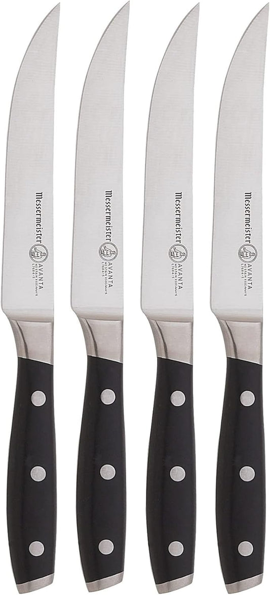 Avanta Forged 5” Fine Edge Steak Knife Set - German X50 Stainless Steel - Rust Resistant & Easy to Maintain - Includes 4 Steak Knives