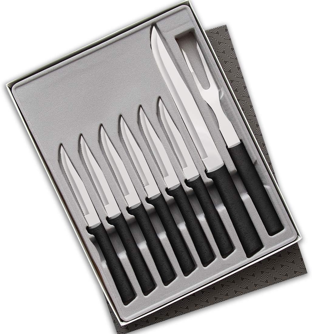Meat Lover’s Gift Set (G27S), Black Handle | 8-Piece Knife Set , Stainless Steel Blade, Black Resin Handle