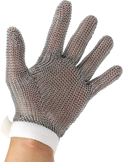 Cut Resistant Chainmail Glove, Food Grade Stainless Steel 316 Hand Protective Glove, PPE Metal Mesh Cutting Glove