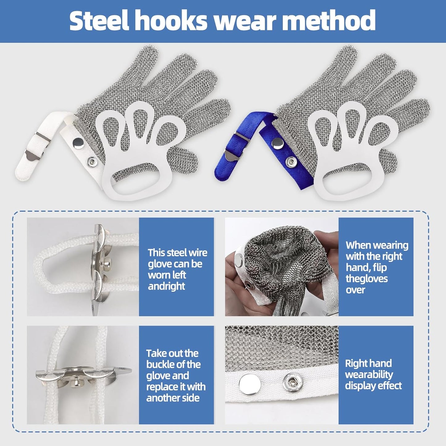 Cut Resistant Chainmail Glove, Food Grade Stainless Steel 316 Hand Protective Glove, PPE Metal Mesh Cutting Glove