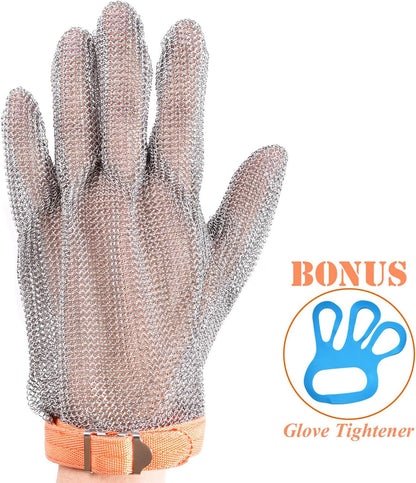 Cut Resistant Chainmail Glove, Food Grade Stainless Steel 316 Hand Protective Glove, PPE Metal Mesh Cutting Glove