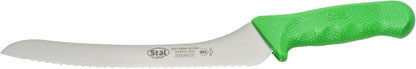 9" Commercial-Grade Serrated Bread/Pastry Knife with Offset Handle, Green