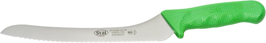 9" Commercial-Grade Serrated Bread/Pastry Knife with Offset Handle, Green