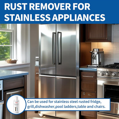 Stainless Steel Rust Stain Remover & Cleaner, Rust Spot Stain Remover for Stainless Steel Appliances and Furniture - Ideal for Grill, Fridge, Knife or Pan & more- 3.72 Fl Oz