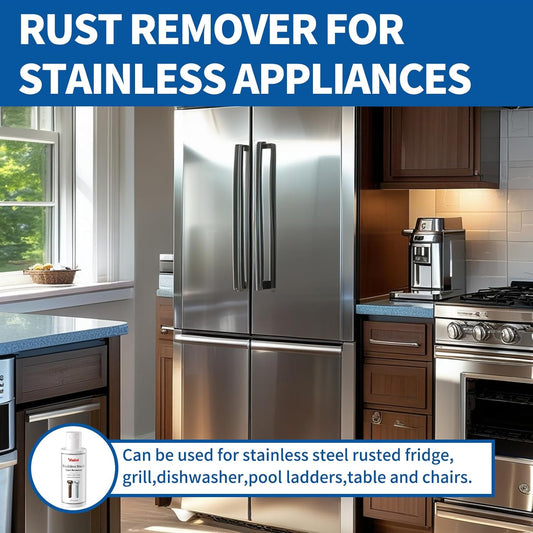Stainless Steel Rust Stain Remover & Cleaner, Rust Spot Stain Remover for Stainless Steel Appliances and Furniture - Ideal for Grill, Fridge, Knife or Pan & more- 3.72 Fl Oz
