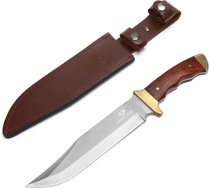 14-inch Bowie Knife, Hunting Knife with Wood Handle