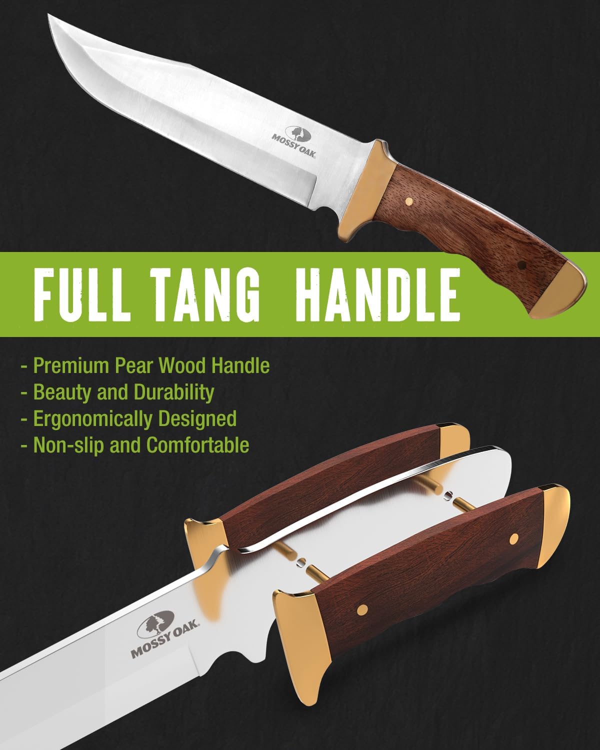 14-inch Bowie Knife, Hunting Knife with Wood Handle
