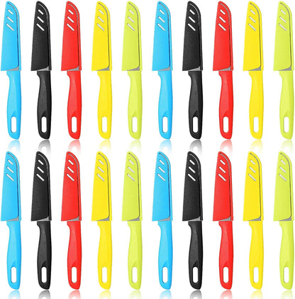 50 Pcs Paring Knife Bulk, 5 Colors Fruit Vegetable Stainless Steel Kitchen Ultra Sharp Knife with Plastic Handle for Chef Cutting Peeling Cooking, 3.94 Inches Blades