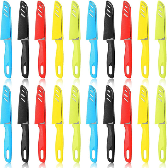 50 Pcs Paring Knife Bulk, 5 Colors Fruit Vegetable Stainless Steel Kitchen Ultra Sharp Knife with Plastic Handle for Chef Cutting Peeling Cooking, 3.94 Inches Blades