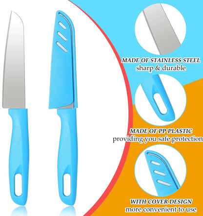50 Pcs Paring Knife Bulk, 5 Colors Fruit Vegetable Stainless Steel Kitchen Ultra Sharp Knife with Plastic Handle for Chef Cutting Peeling Cooking, 3.94 Inches Blades