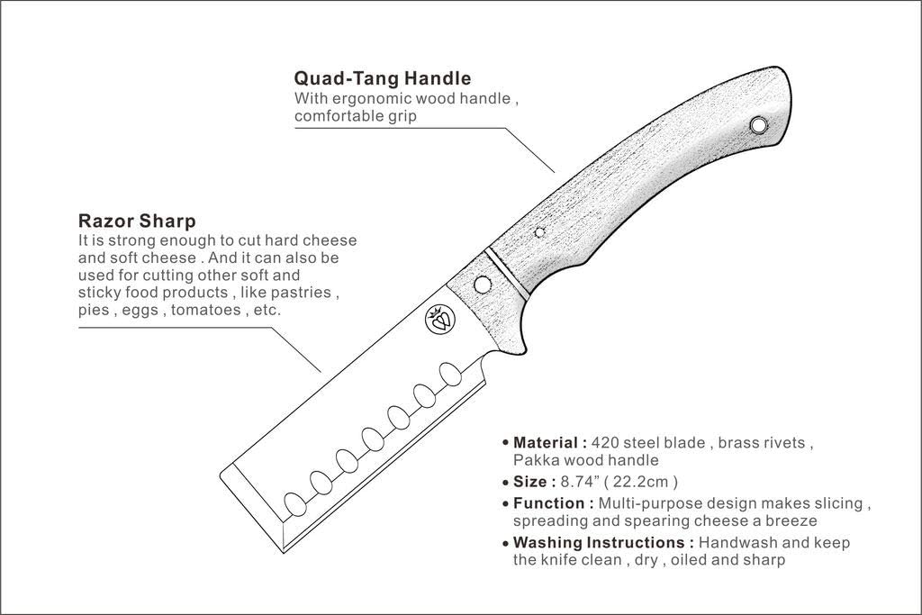 Prince of Scots Cheese Knife | Large Handle | Premium Steel, Bar Tool, Gourmet Knife
