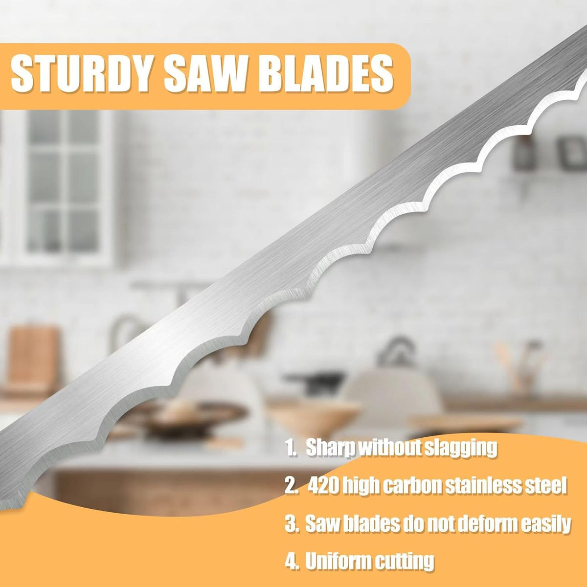 Bread Knife for Homemade Bread, 16" Wooden Sourdough Bread Slicer | Bow design with serrated stainless steel blade and beech wood handle; cuts even slices of sourdough, bagels and baguettes