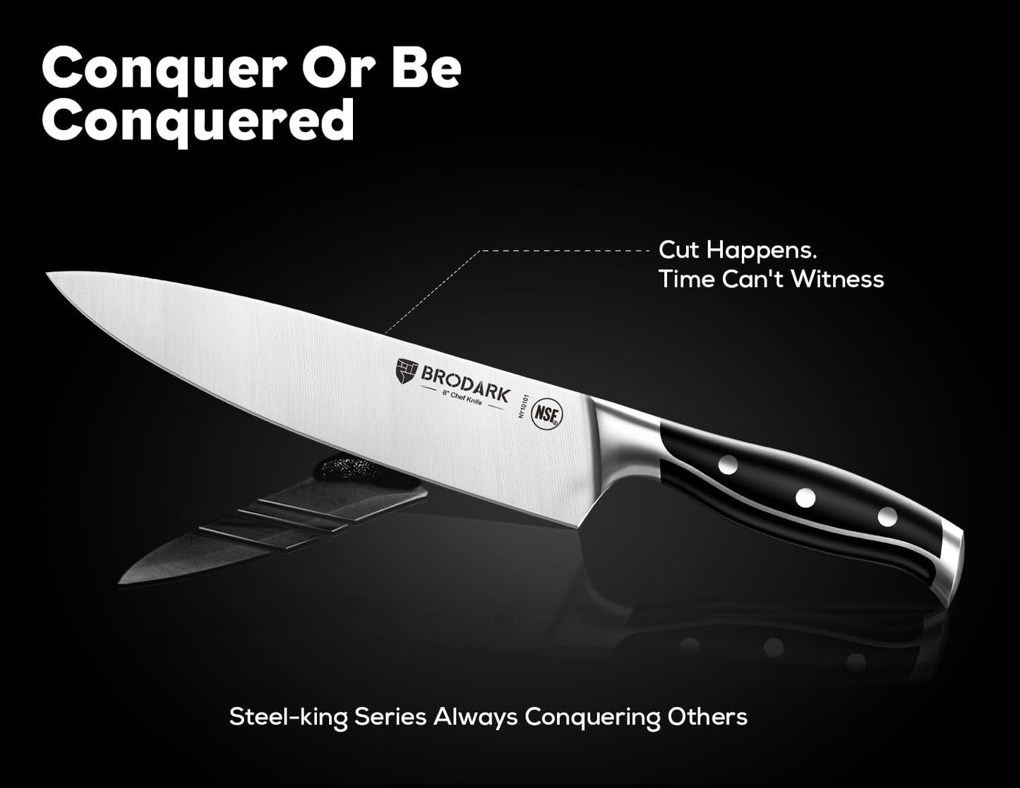 15Pcs High Carbon Stainless Steel Knife Set with Block, Ultra Sharp | Premium German Steel Kitchen Knives with Sharpener, Ergonomic Black Handle, Acacia Wood Block, Elegant Gift for Home Chefs