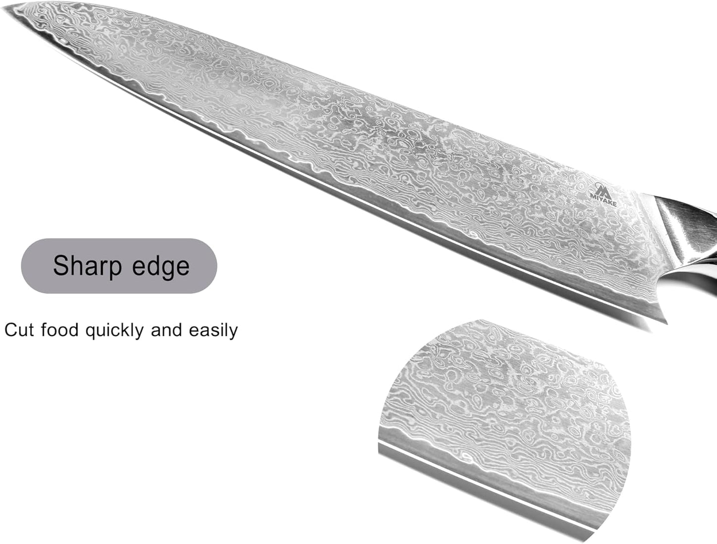 7.5" Japanese Gyuto Chef Knife With Pakkawood Handle | 9Cr18MoV High Carbon Stainless Steel, Sharp Blade, Damascus Finish, Gift Box Included